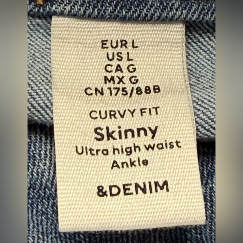 H&M CURVY FIT ULTRA HIGH WAIST ANKLE JEANS WOMEN’S SIZE L STRETCH DENIM NWOT - Picture 7 of 8